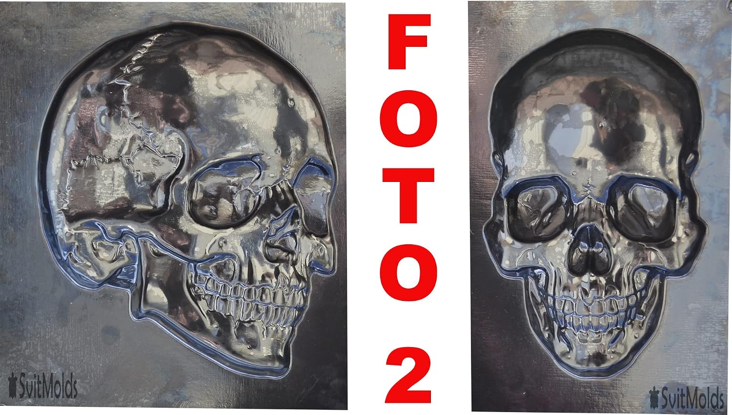 SvitMolds DIY Skull Mold Panno Concrete Plaque Cement Concrete Skull (D85+D86)