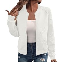 Bomber Jacket Women 2026 Textured Lightweight Zip Up Jackets Casual Stand Collar Zipper Coat Fall Fashion Outerwear Top