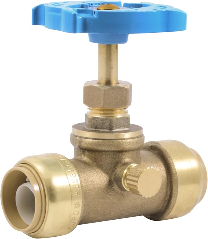 SharkBite Válvula de cierre de 3/4 pulgadas con drenaje y ventilación, accesorio de plomería de latón a presión, tubería PEX, cobre, CPVC, PE-RT, HDPE, 24635LF