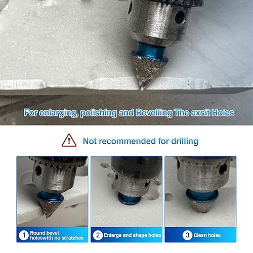 Miniatura 4 de Brocas biseladoras de diamantes, brocas avellanadas de diamante, 45 pulgadas (0.787 in), ampliación, pulido, agujeros exsit para azulejos de