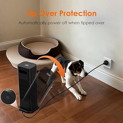 Miniatura 7 de Calentador de espacio  Calentadores de torre de cerámica PTC de 1500 W para uso en interiores con termostato ajustable, temporizador y control