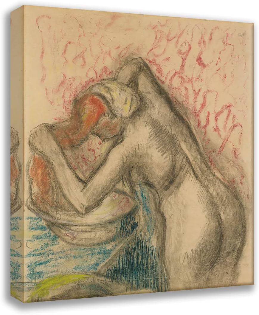 Edgar Degas 15x17 Black Modern Framed Art Print Titled: After Bath (Woman Drying Her Hair)