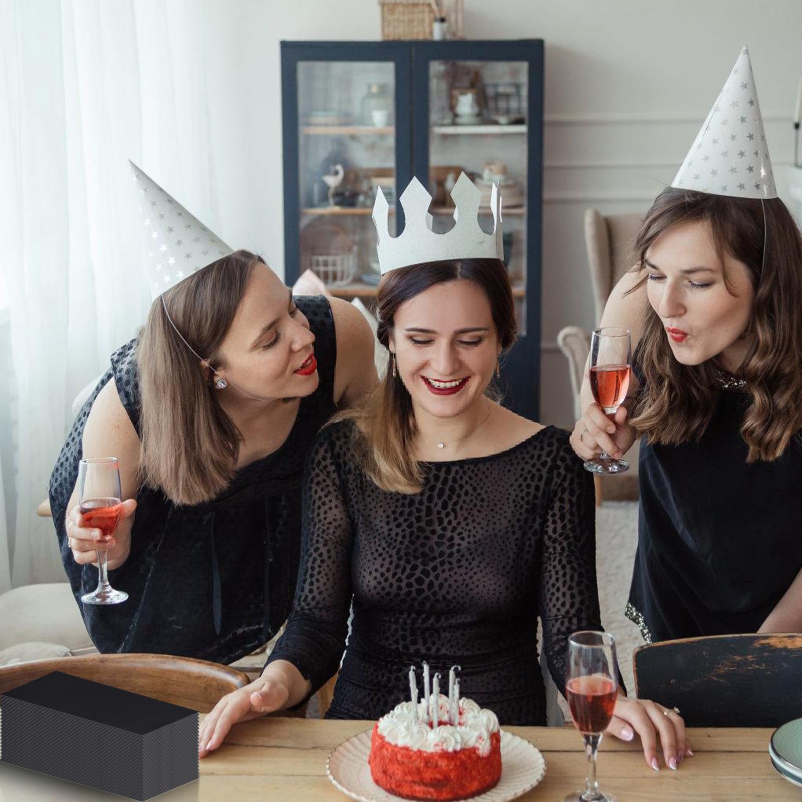 100 tovaglioli usa e getta neri usa e getta per ospiti, tovaglioli di carta nera, per cucina, feste, matrimoni, bagno o qualsiasi occasione di celebrazione