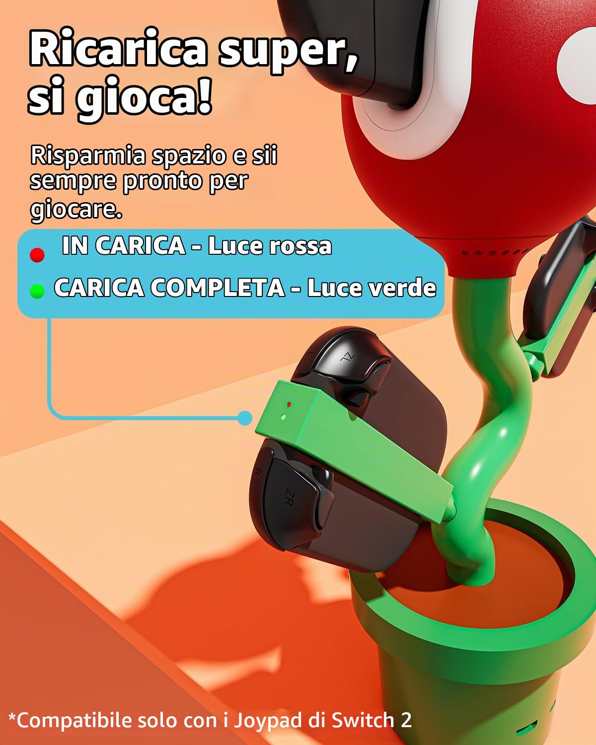 Docking station compatibile con Nintendo Switch 2, POWKONG dock di ricarica per joypad controller PK02-S2, Piranha TV Dock Stand con porte HDMI/USB 2.0/USB-C 4K 60Hz PD ricarica rapida