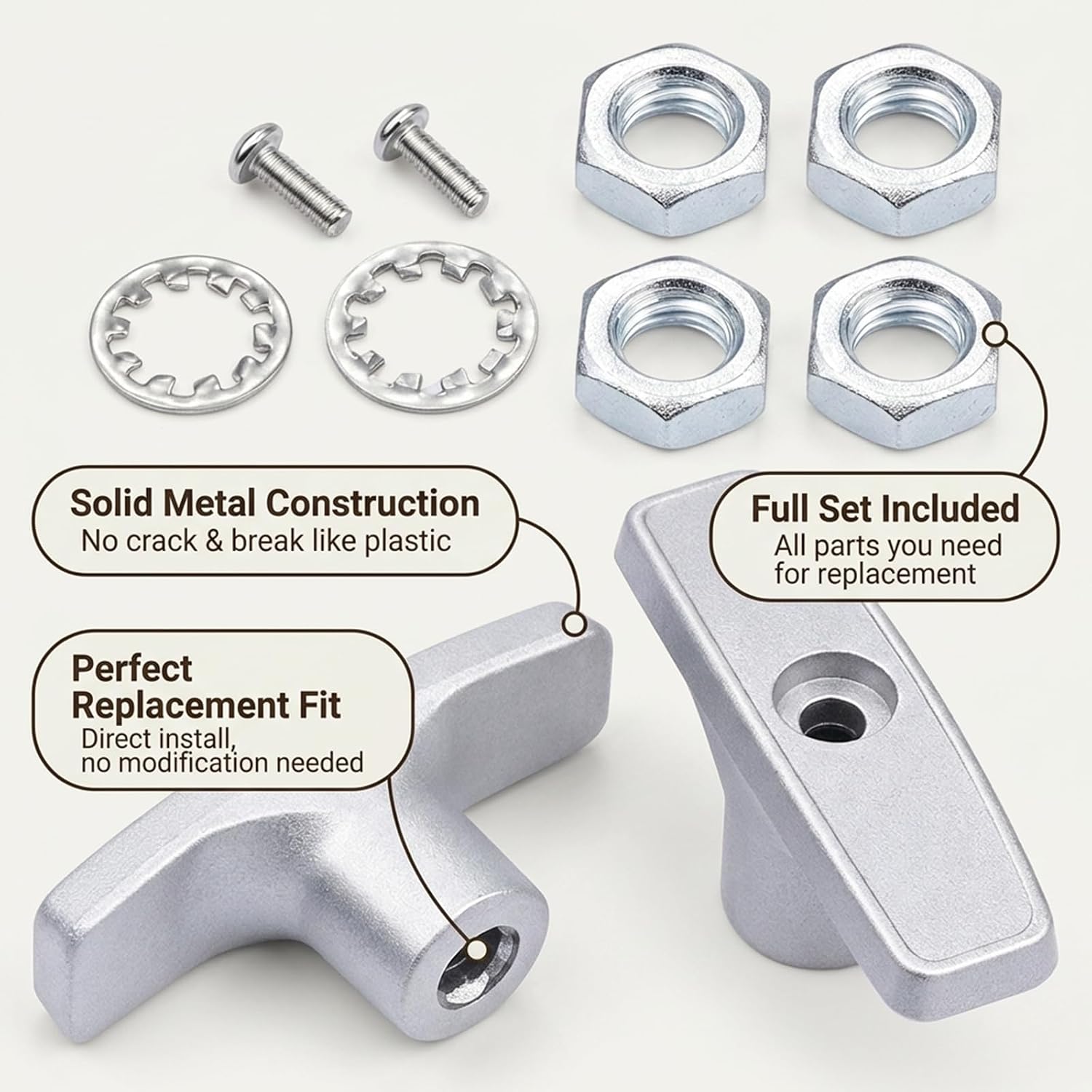 2-Pack Metal RV Waste Valve Handle Kits,RV Sewer Valve Handle,with 4 Nuts 2 Screws 2 Gaskets,RV T Handle Gate Valve Grey Water Valves, Waste Valve Handles Replacement Kits(Grey)