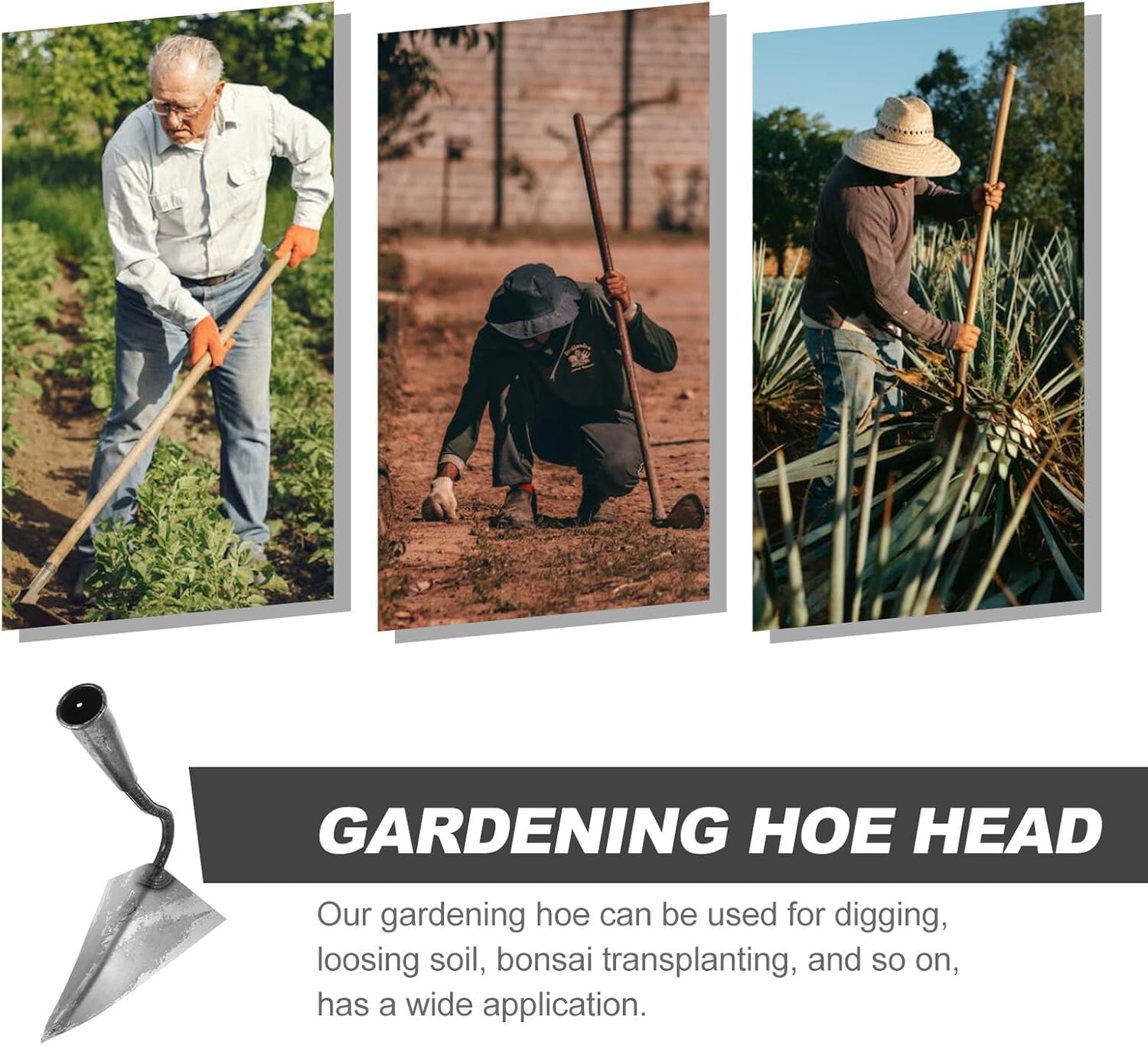 Veemoon Heavy Duty Manganese Steel Gardening Hoe Head with Sharp Tip, Large Hand Hoe for Soil Loosening and Ditch Digging, Sturdy Garden Digging Tool for Flower Farming and Vegetable