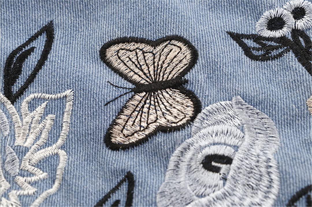 Giacca jeans con ricamo floreale Donna ® Sito Ufficiale
