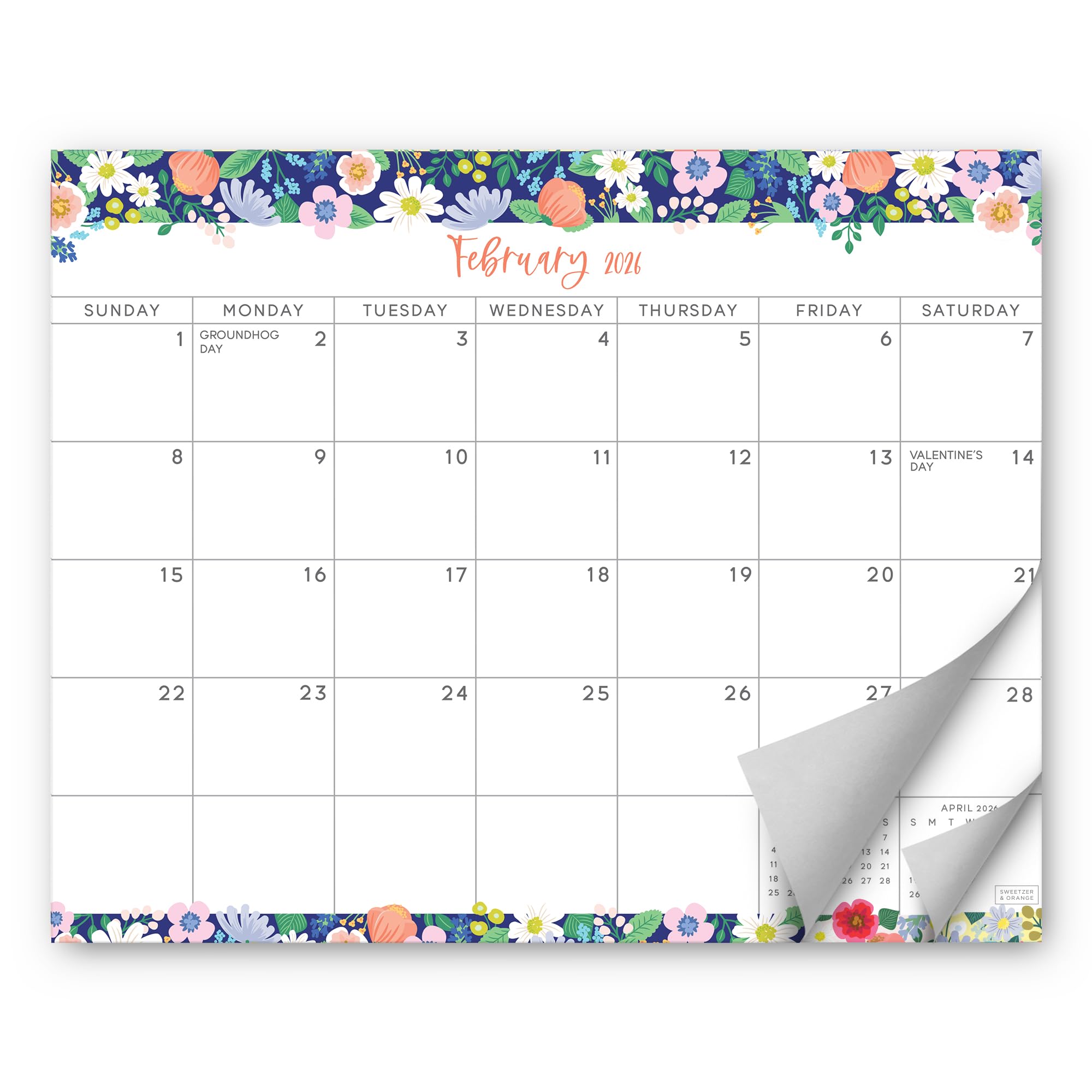 S&O Floral Magnetic Fridge Calendar from January 2026-June 2027 - Tear-Off Refrigerator Calendar to Track Events & Appointments - 18 Month Magnetic Planner for Fridge for Easy Planning - 8"x10" in.