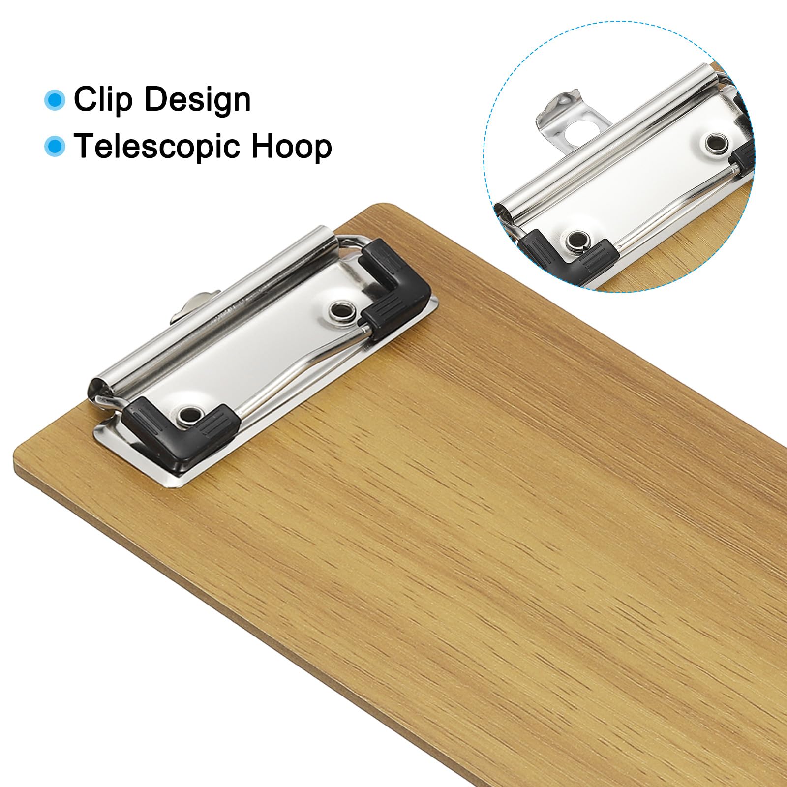 PATIKIL Porta Cuentas De Madera Para Cafeterías Y Restaurantes Bloc De Notas Para Camareros 8" X 4" (Marrón Claro) 20 Unidades