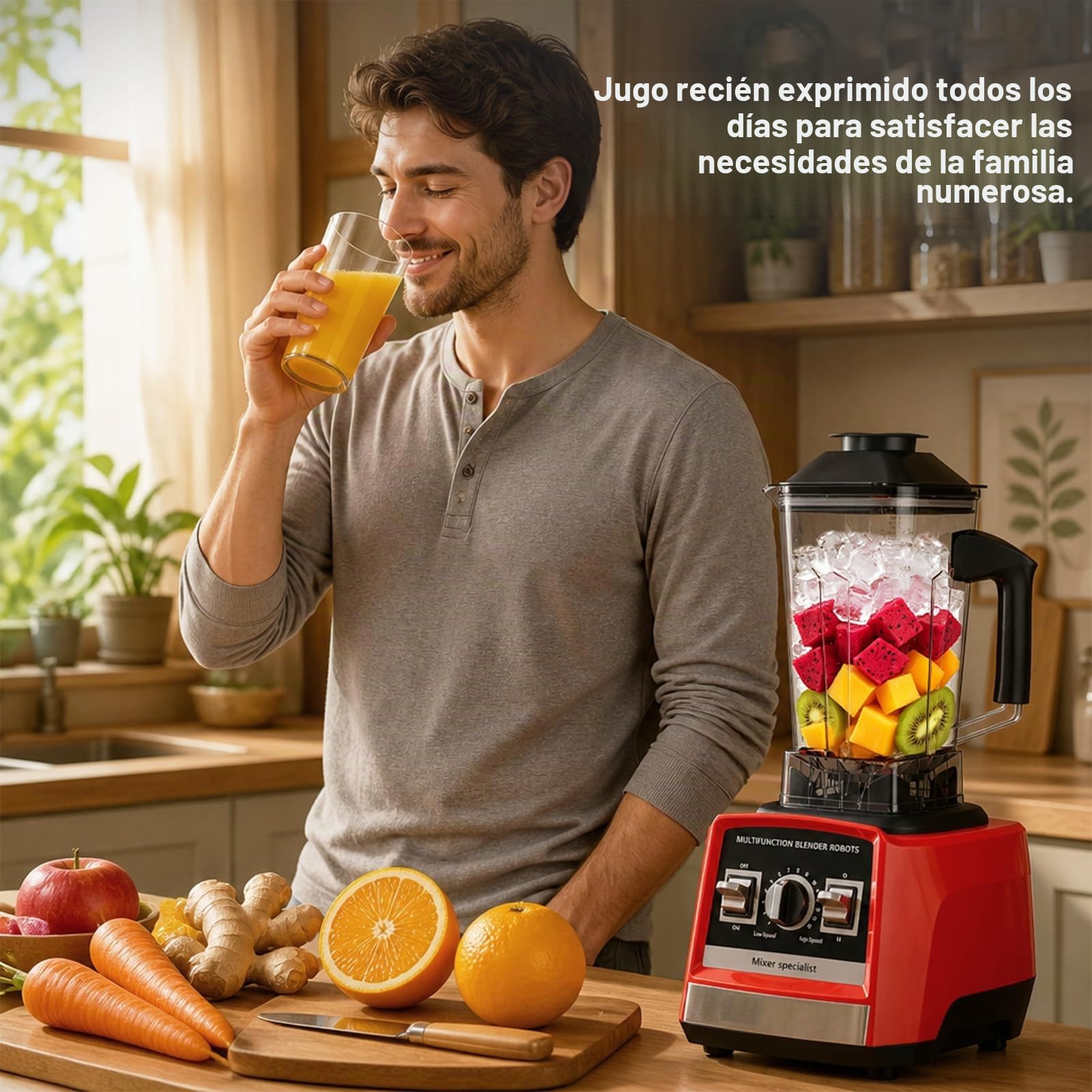Batidora Profesional 8 en 1, 2000W 3L Potente Batidora con 15 velocidades variables, Función Pulsaciones, limpieza automática, Batidora Eléctrica para Batir Hielo, Batidos y Frappés