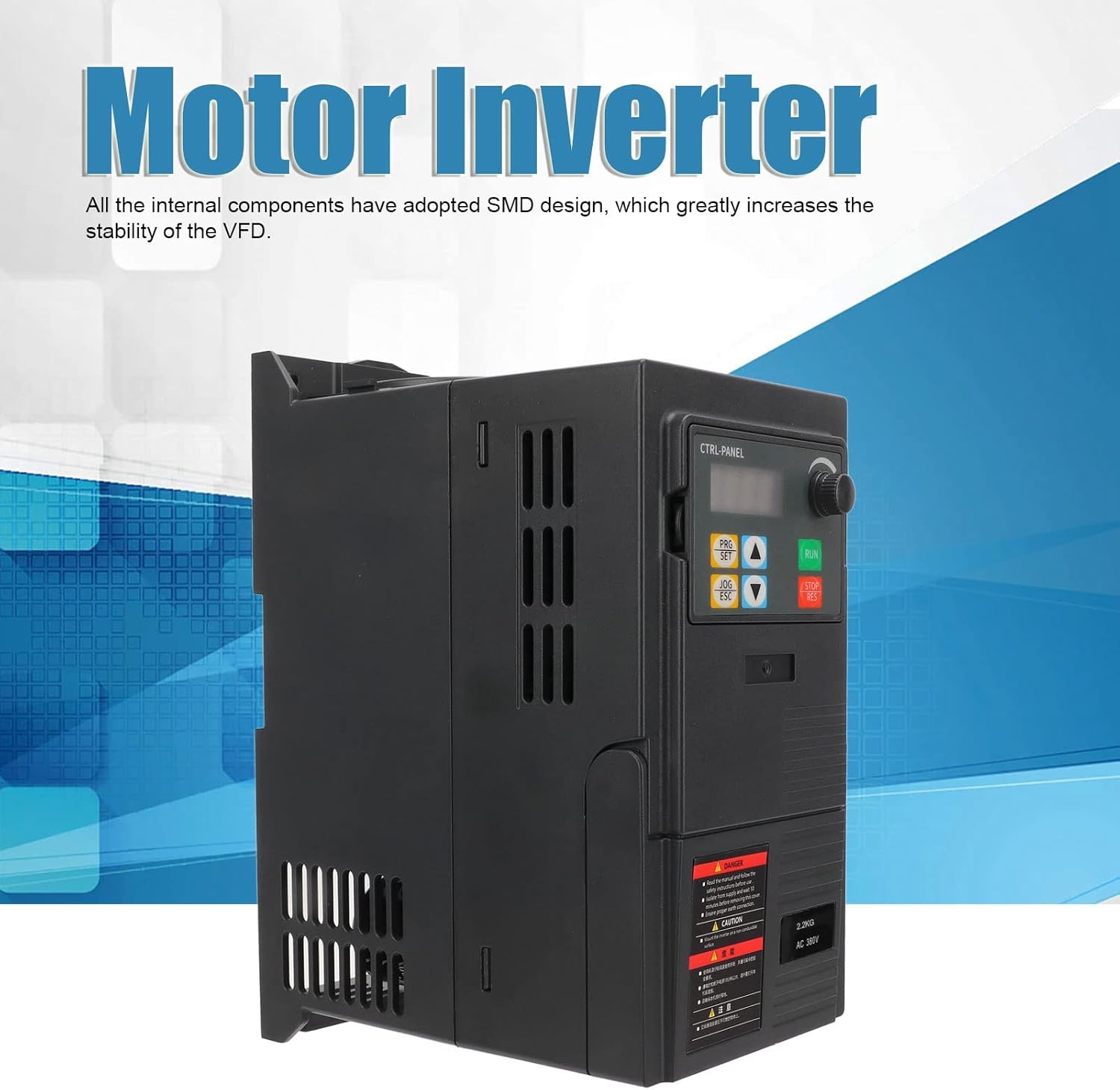Variable Frequency Drives 3 Phase 380-440V Input 0-440V Output, LK320 Motor Inverter Converter for Spindle Motor Speed Control, CNC VFD Inverter with Simple PLC Function, 3 VF Curves(2.2kW 9.5A)