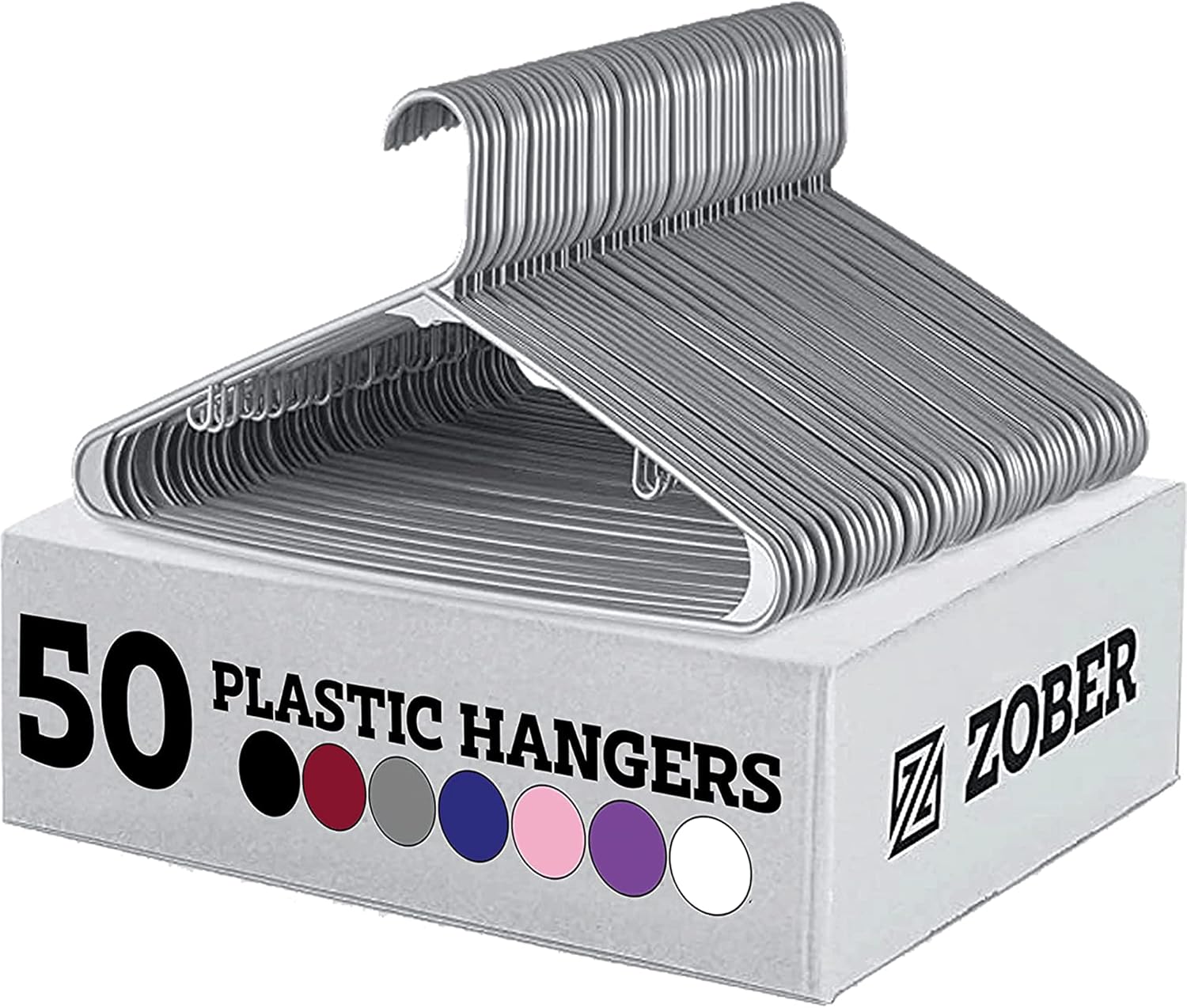 Zober Plastic Hangers 100 Pack Gray Plastic Hangers