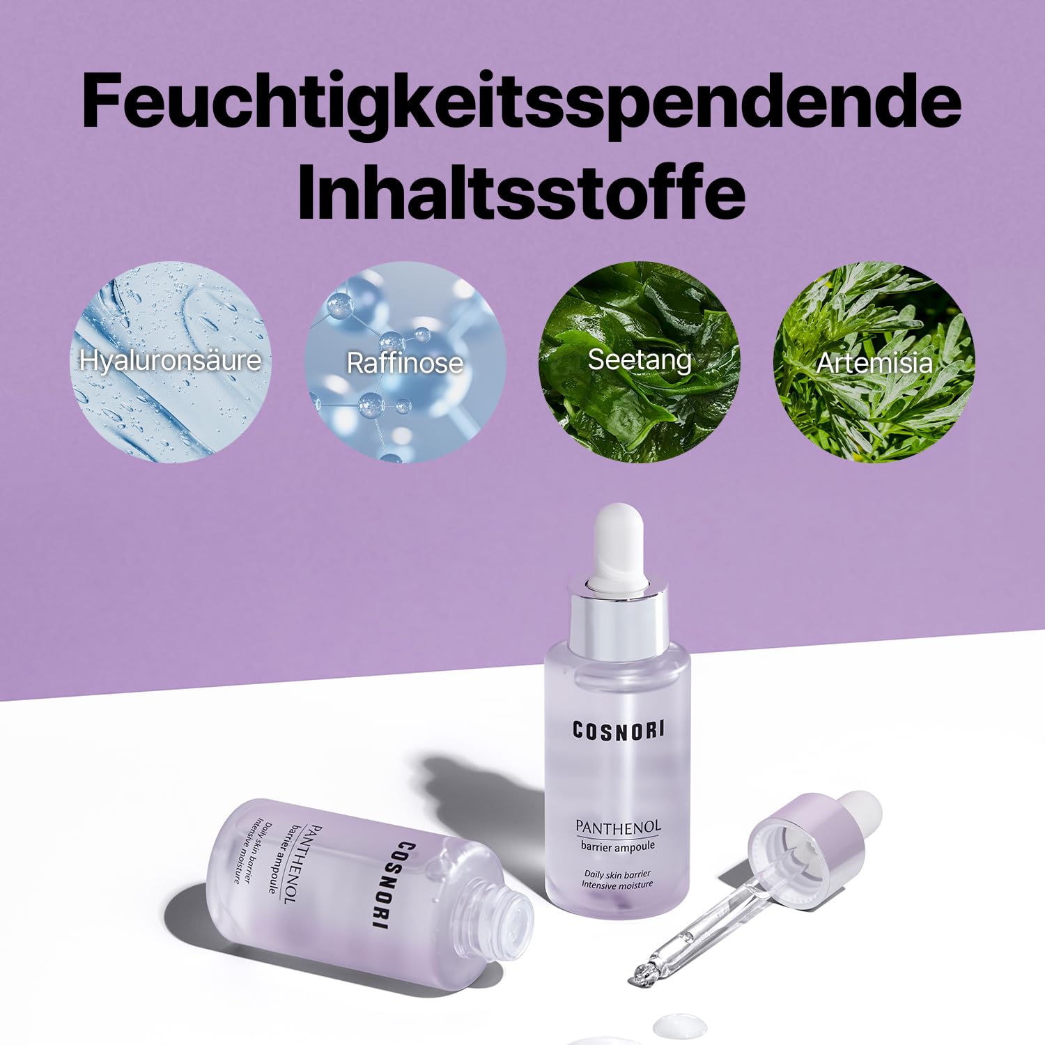 COSNORI Ampoule barrière au panthénol - Sérum visage fortifiant pour la barrière cutanée - avec extrait de panthénol et de prune de Kakadu - Unifie le teint et la pigmentation - 1,01 fl.oz.
