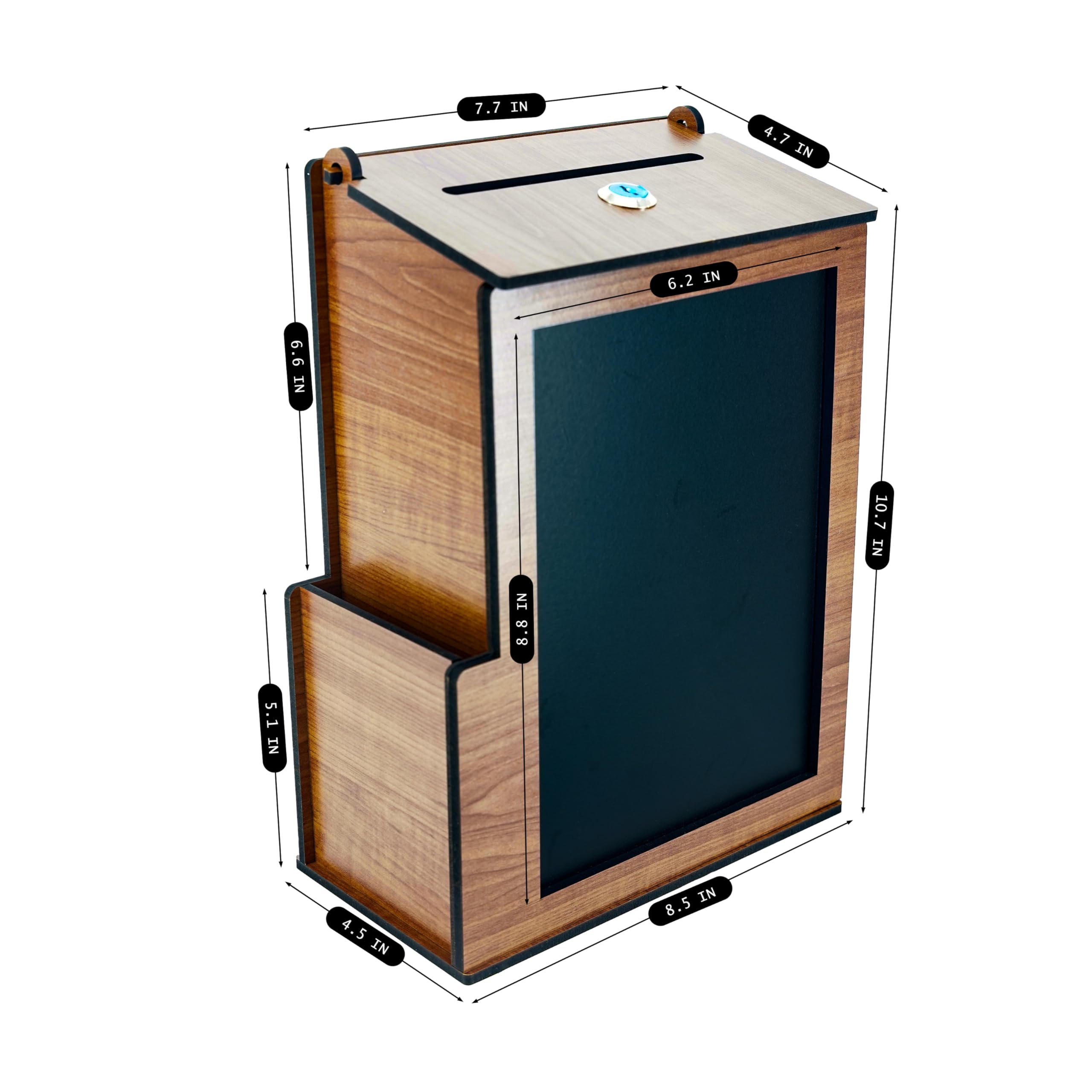 SHUMEI Urna rústica de madera vintage con cerradura, caja de sugerencia, consejos y donación segura multiusos con pizarra para iglesias, cafeterías, restaurantes y oficinas