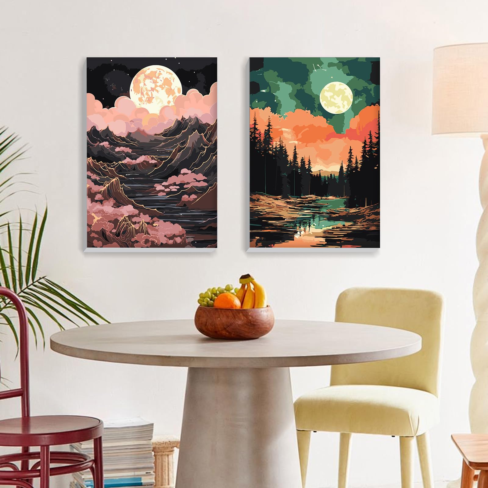 Hongyrjy Pittura con i numeri, confezione da 4, kit per dipingere con i numeri, per adulti e principianti, decorazione da parete per la casa, 40,6 x 30,5