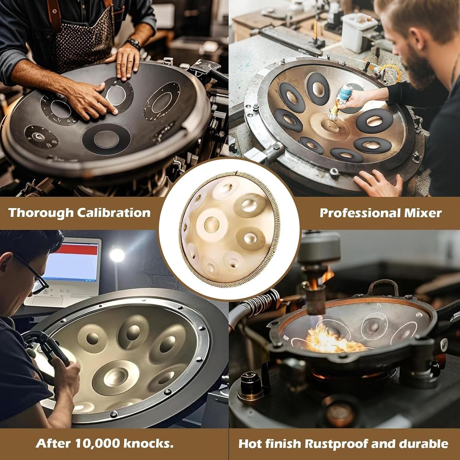 FUSKANG 432Hz Handpan aus Stahl, 9 Töne, 22 Zoll, Lila, Performer in D-Moll mit Ständer und Koffer