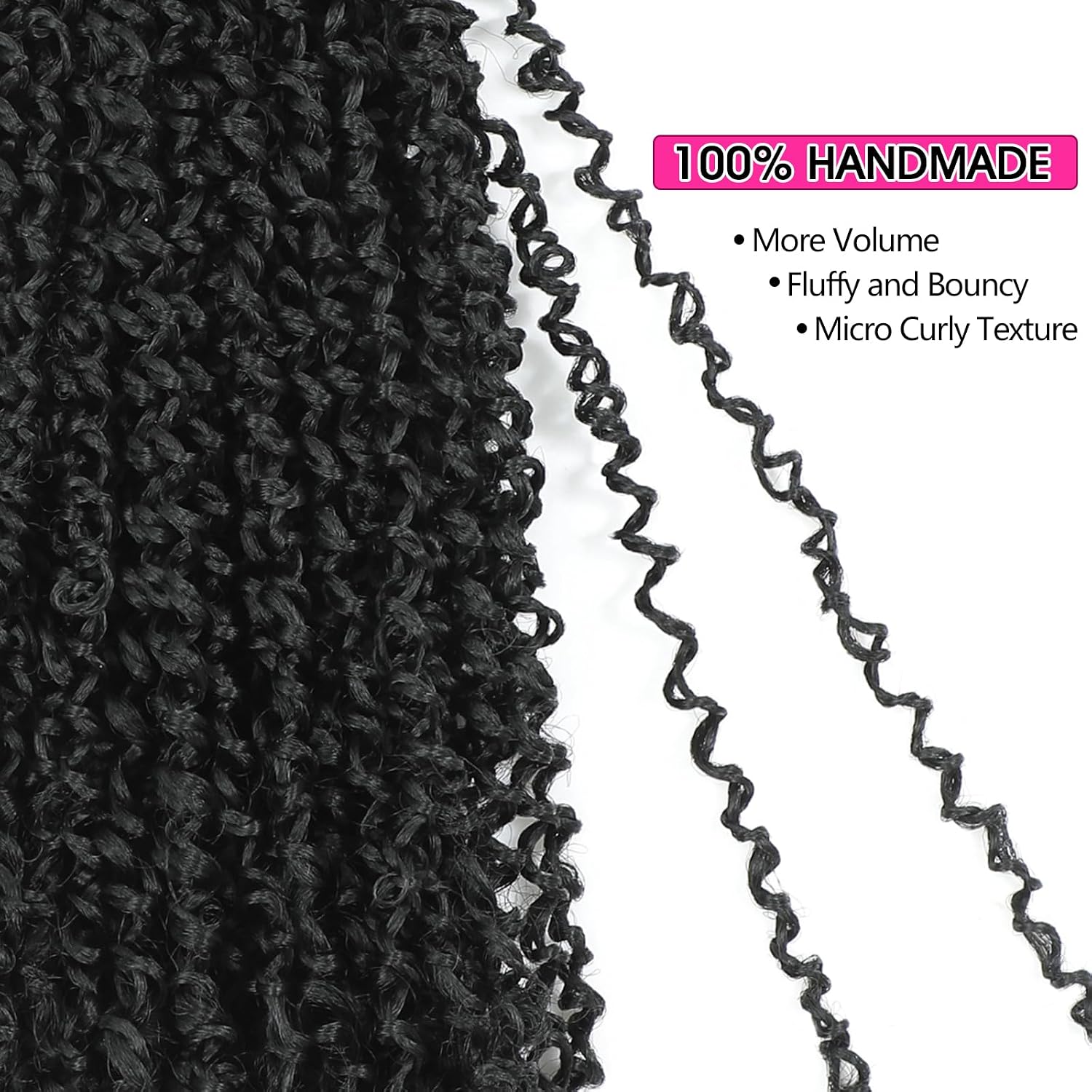 NAYOO Pre-Looped Yanky Twist Crochet Hair - 8 Inch 8 Packs (30 Stands/Pack) Spring Mini Twist Short Bob Passion Twist with Curly Ends Synthetic Pre-Looped Crochet Hair for Black Women (8 Inch, 1B)