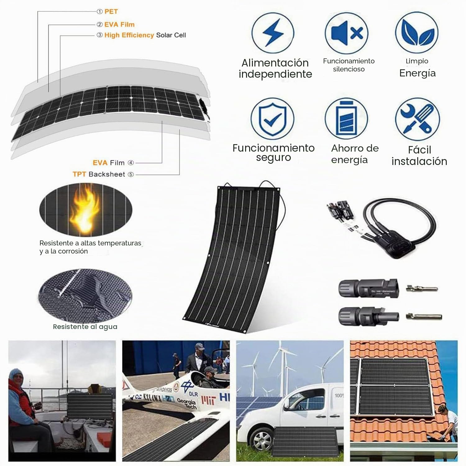 Panel Solar Portátil Ligero De 200 W, 400 W Y 800 W, Panel Solar Monocristalino Flexible, Kit De Panel Solar, Alta Eficiencia, Ultraligero Y Portátil.,400W