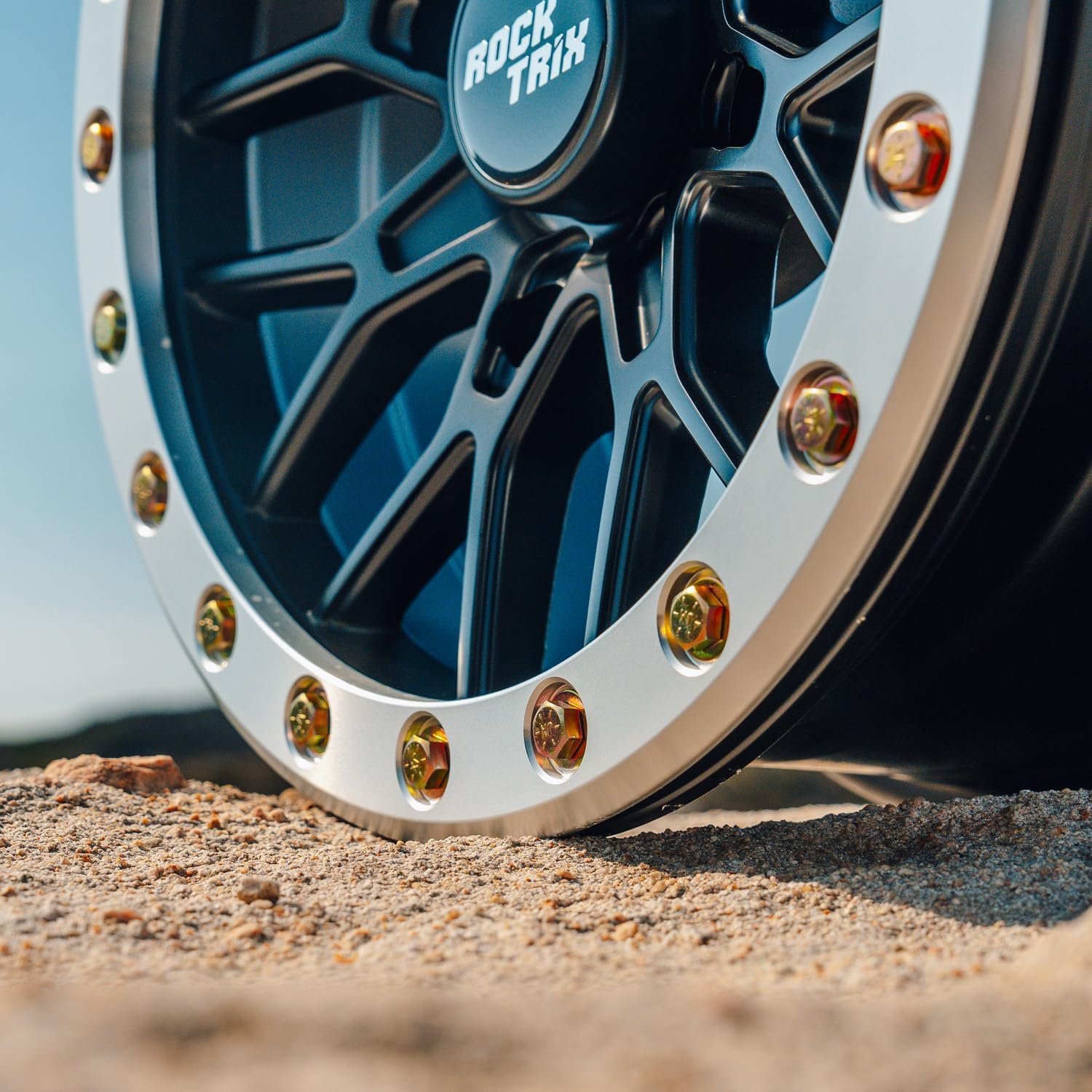 RockTrix RT104BL Beadlock 15in Wheels 15x7, 4x156 Bolt Pattern, 4+3 offset, ATV UTV SxS Rims, Compatible with Polaris Sportsman RZR Ranger Ranger Crew, 4/156 Matte Black, Set of 4