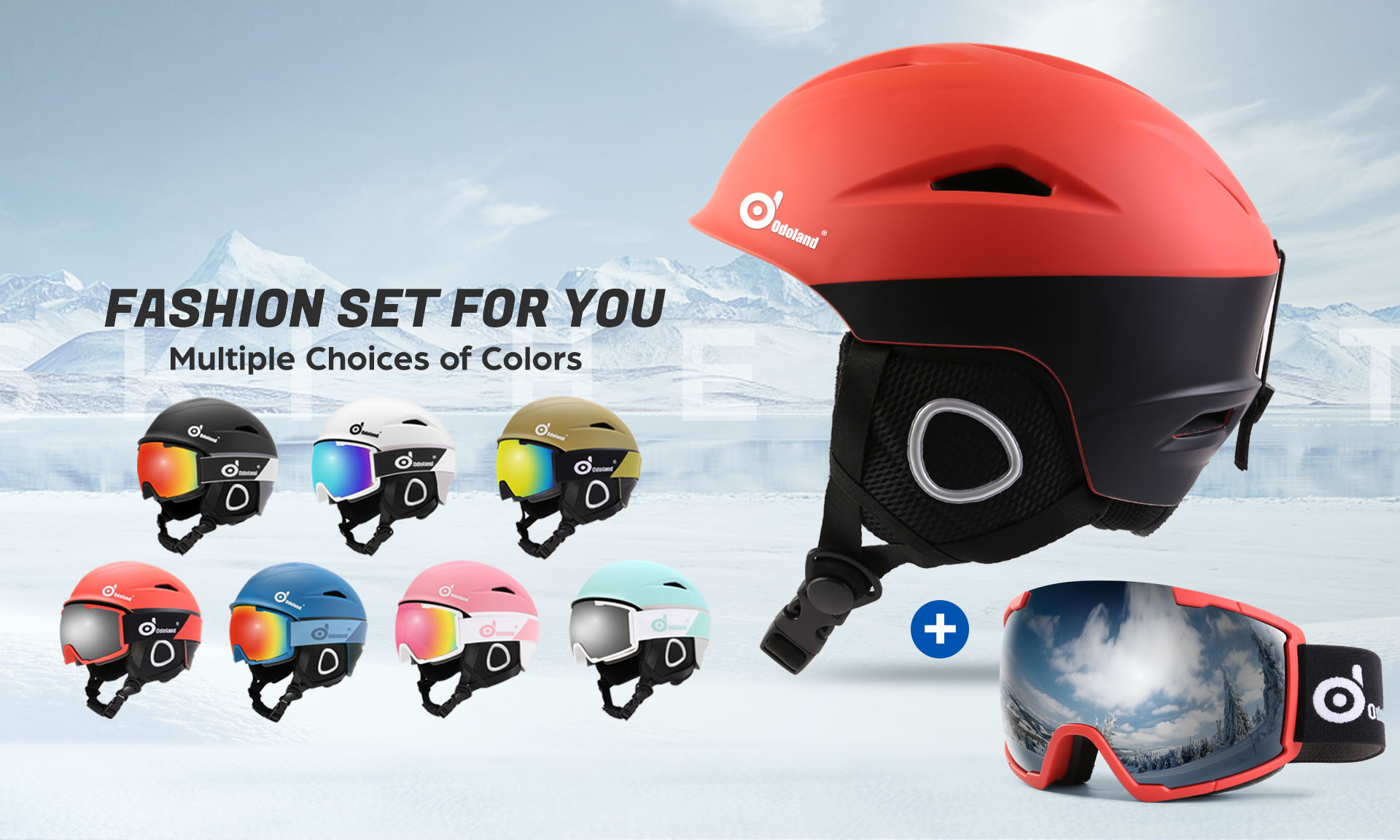 Odoland Snow Ski Helmet with Goggles 