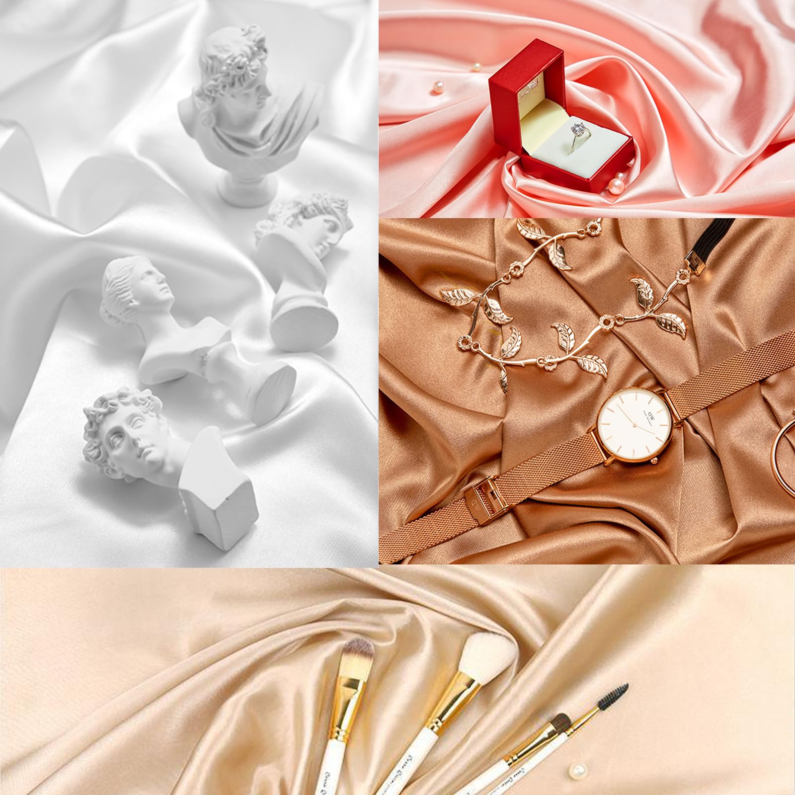 6PCS Toile de Fond pour Photographie de Produits - Texture Soie - Accessoires Photo pour Nourriture, Bijoux, Maquillage, séance Photo
