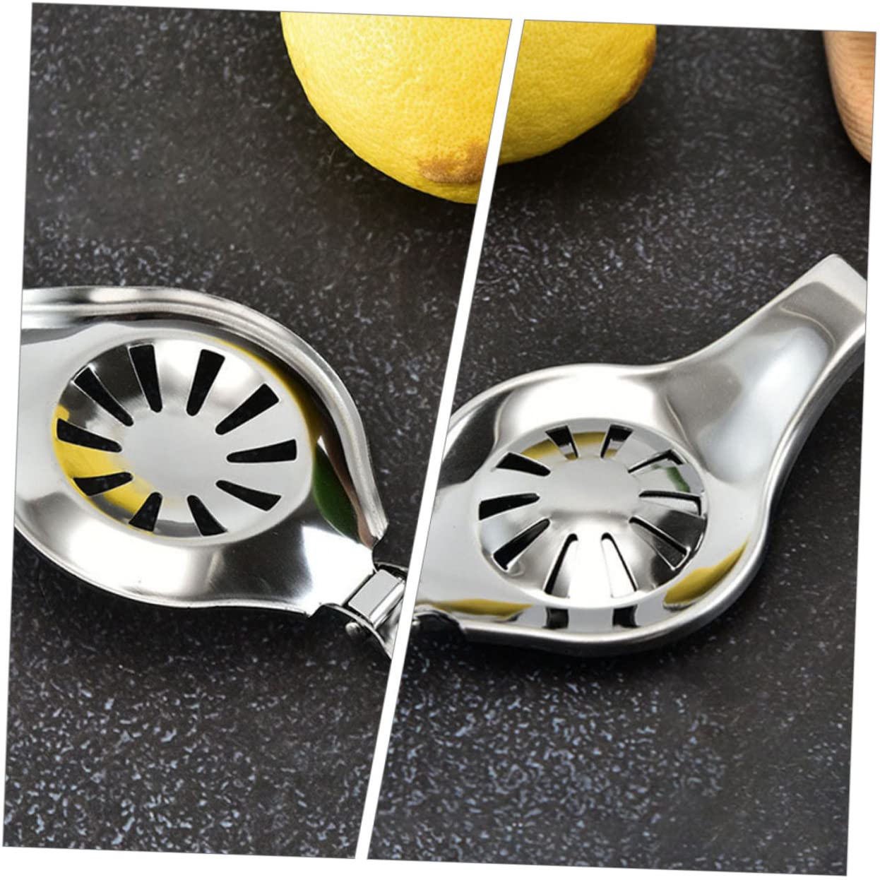 GRIRIW 2Pcs Stainless Steel Manual Fruit Squeezer Ergonomic Handheld Lemon Juicer Efficient Citrus Press for Watermelon and More Portable Kitchen Gadget