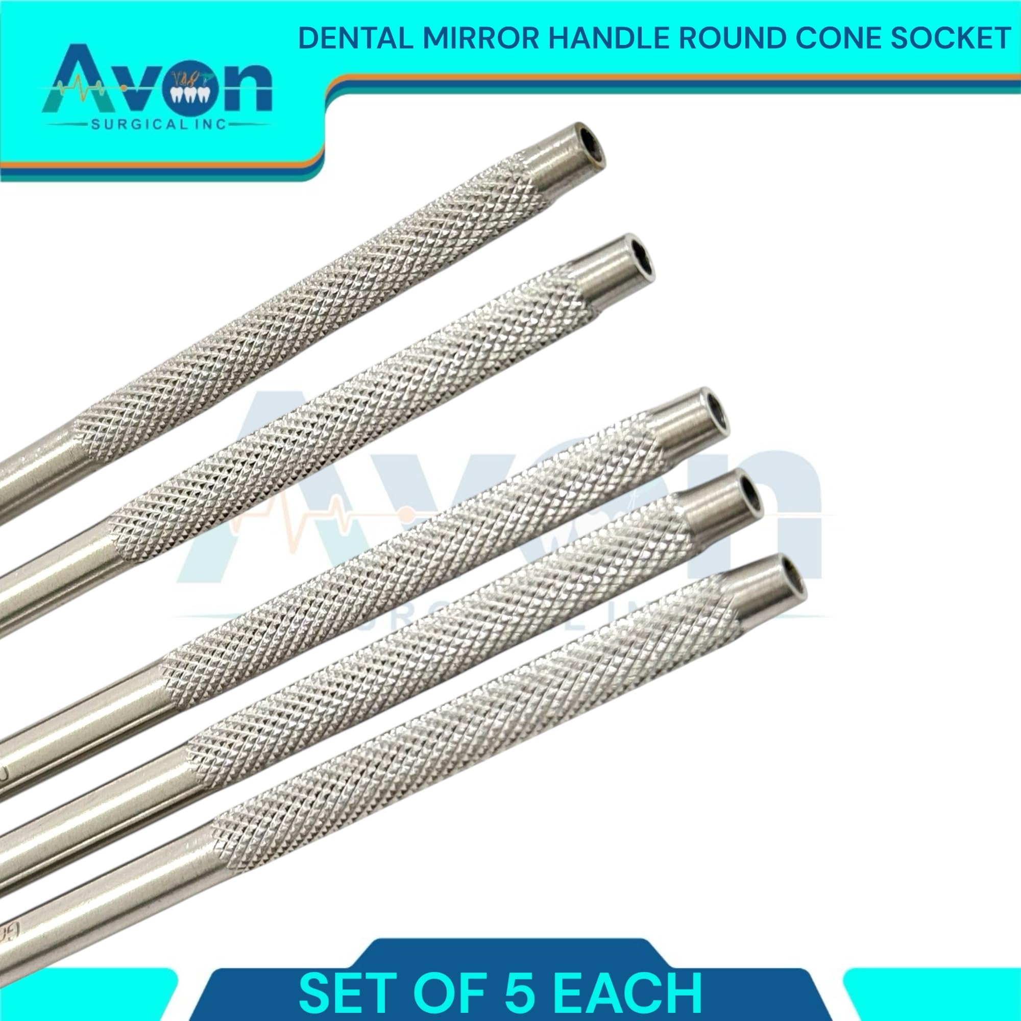 New Dental Cone Socket Mirror Handle -Dental Mirror Handles Only, Cone Socket-Dental Application-Set of 5