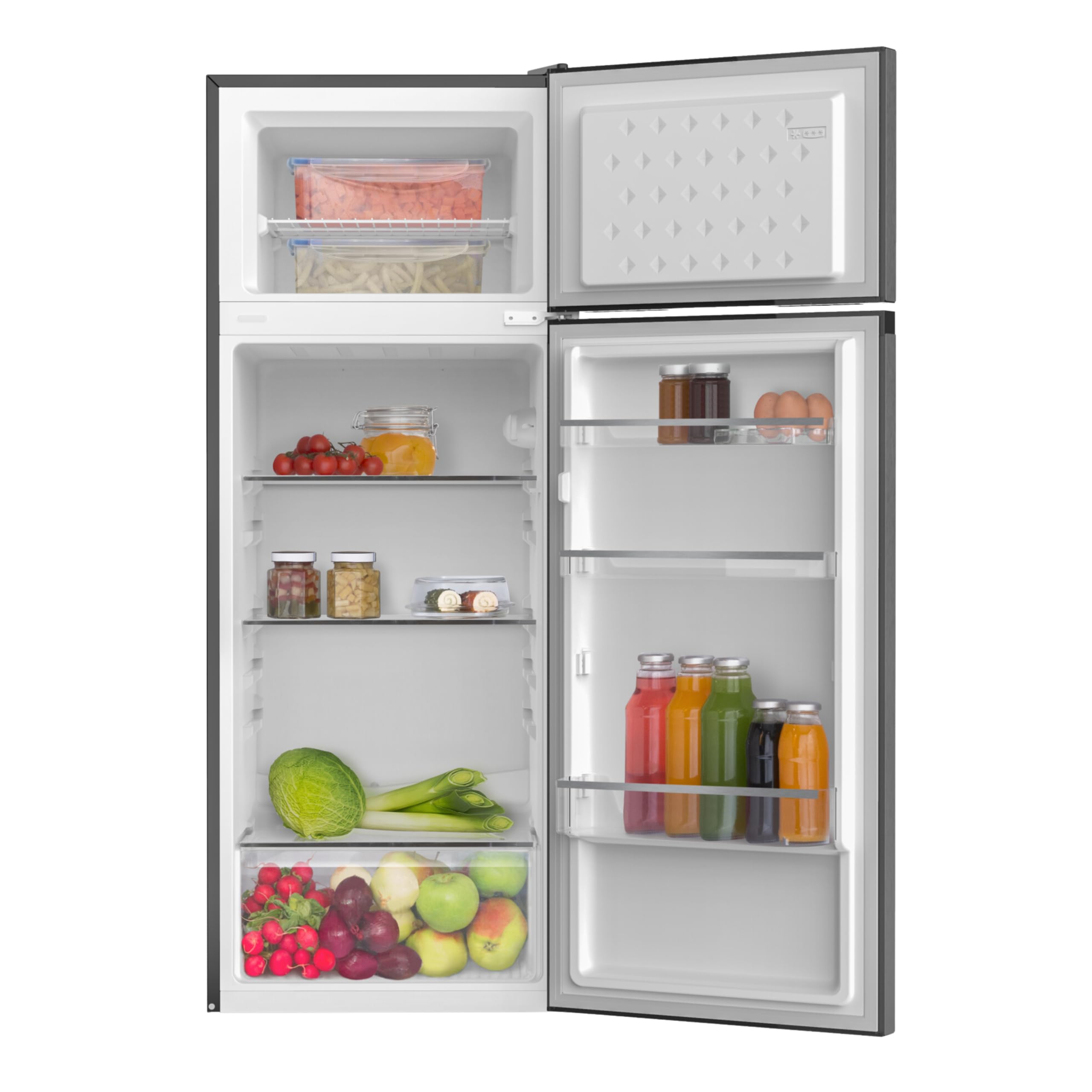 Amica Kühl-Gefrierkombination 211 L 144x54x55 cm DT 374 160 E | 170 L Kühlteil, 41 L Gefrierteil, FrostControl, Automatische Abtauung, LED Beleuchtung, Gemüseschublade