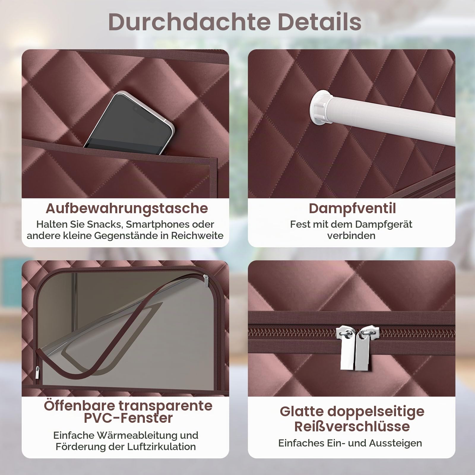 HOMASIS Dampfsauna tragbar, Heimsauna mit Dampfgenerator 3 Liter, Sauna für Zuhause mit Fernbedienung, 9 Temperaturstufen & 9 Timer, Mobiles Saunazelt mit Klappstuhl & Fußmassagegerät (Braun)