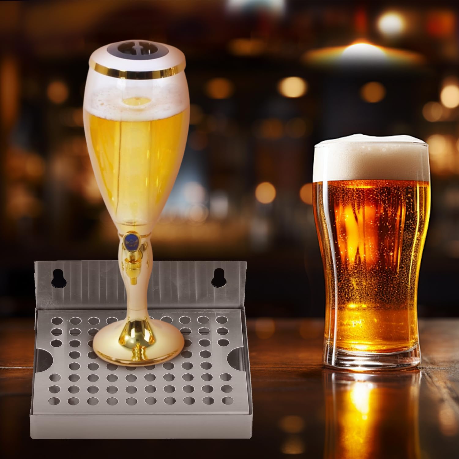 Plateaux D'égouttement de Bière, 15.4 x 11.2 x 6.7 cm Plateau D'égouttement Mural en Acier Inoxydable pour Fût de Bière Pression en Métal, Tour de Bière en Métal pour Restaurants, Cuisines et Bars