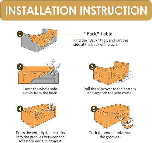 Miniatura 6 de IMYOGI Fundas de sofá de alta elasticidad, funda elástica para sofá suave, con estilo antideslizante, lavable a máquina, protector de muebles para