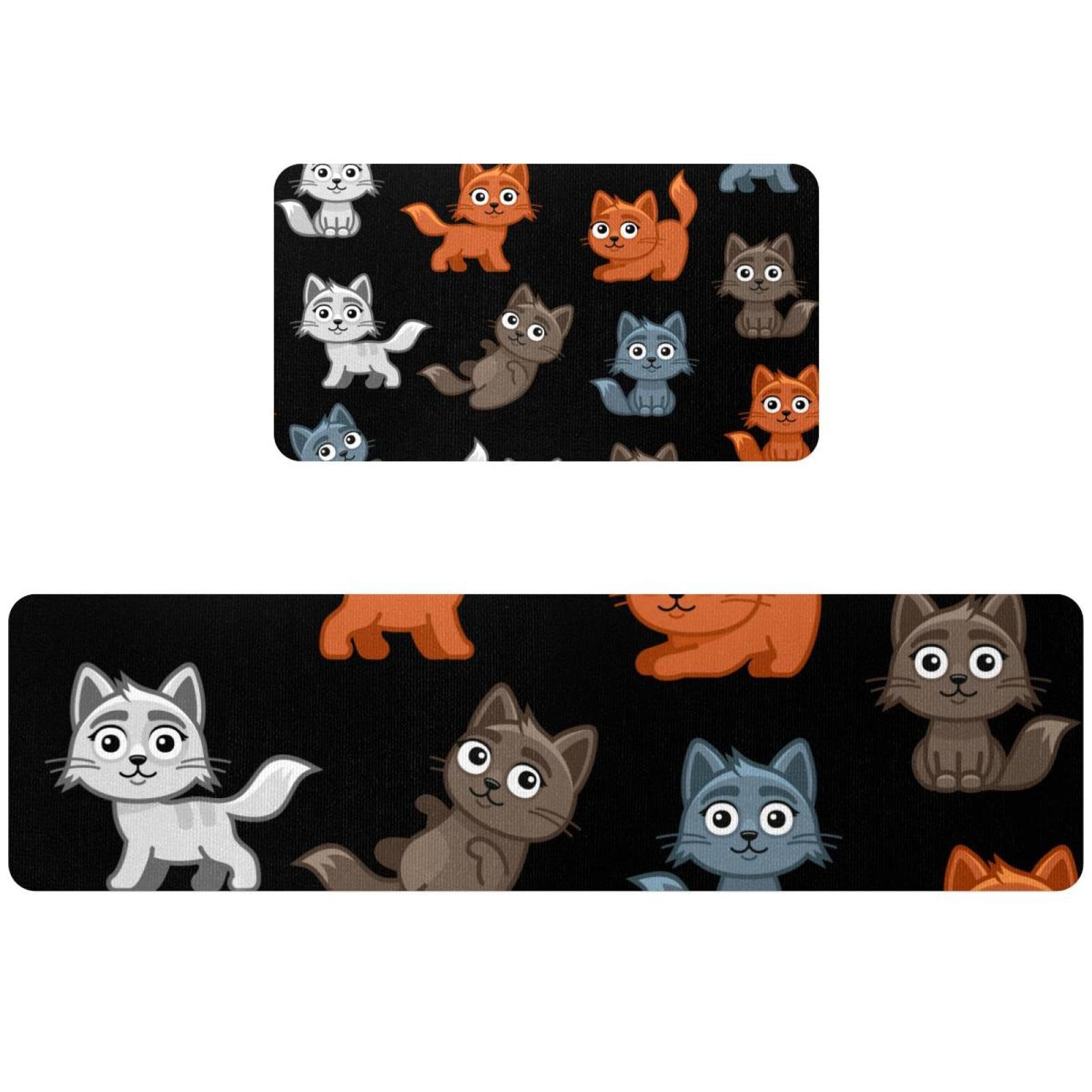 Tapis de couloir pour cuisine lot de 2 antidérapants au motif chat pour une maison accueillante
