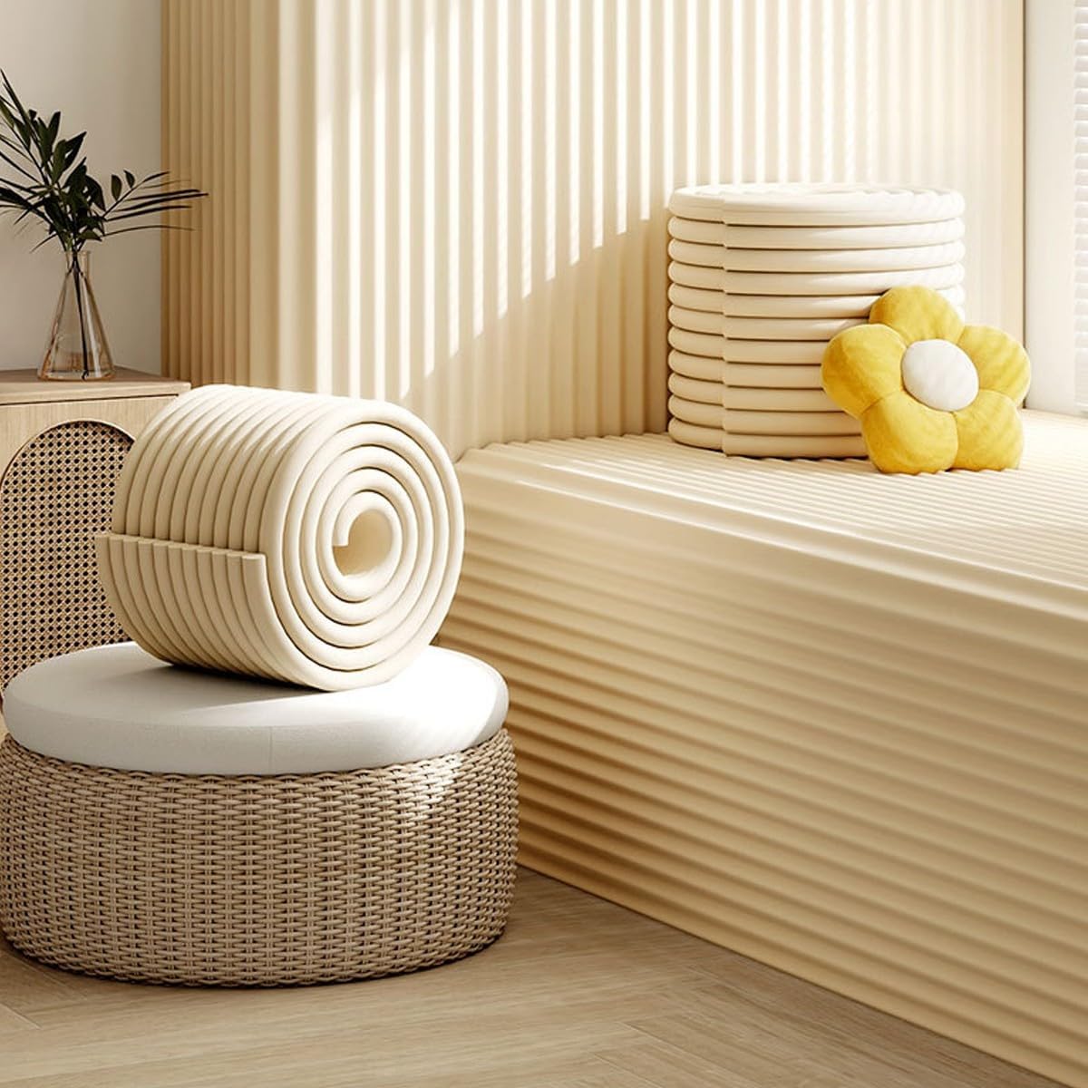 Wall Mats for Padding Kids, Wall Padding Panels, Wall Padding for Kids Playroom Safe Collision Prevention, Suitable for Bedroom Kindergarten(White,200 * 20cm)