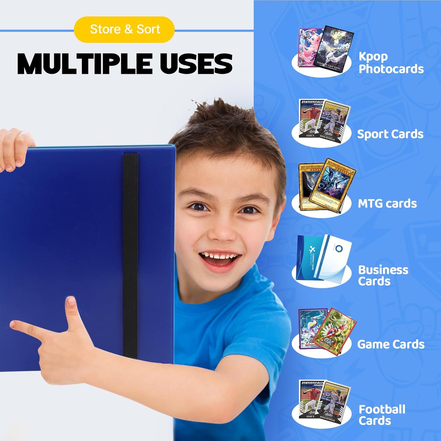 Trading Card Binder,9 Pocket 20 Pages 360 Cards,Collector Album,Card Folder for Collectible Games， Sports,MTG,TCG(Dark blue)