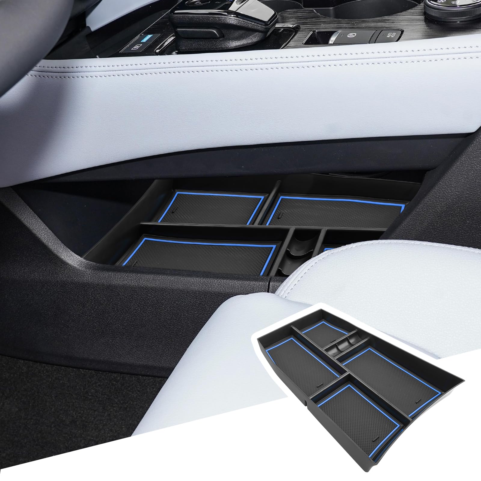 BIBIBO Organizer per console centrale, compatibile con Nissan X-Trail T33 2022-2025, contenitore per braccioli, organizer per console per braccioli, accessori per braccioli, con tappetino antiscivolo