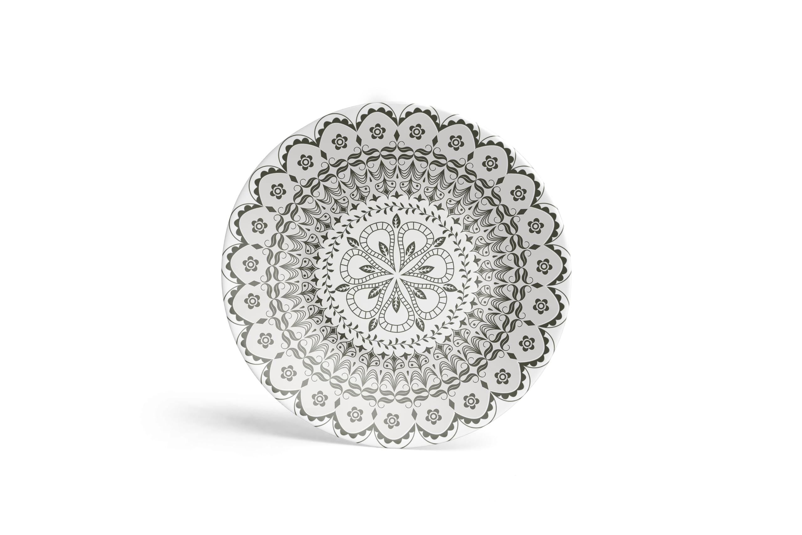 Clapcart Ceramic Decorative Wall and Table Top Printed Plate/Platter with Stand and Hook, for Living Room, Home, Hotel and Office (Green Flower Art Print, Size 8 x 8 inches Plate)