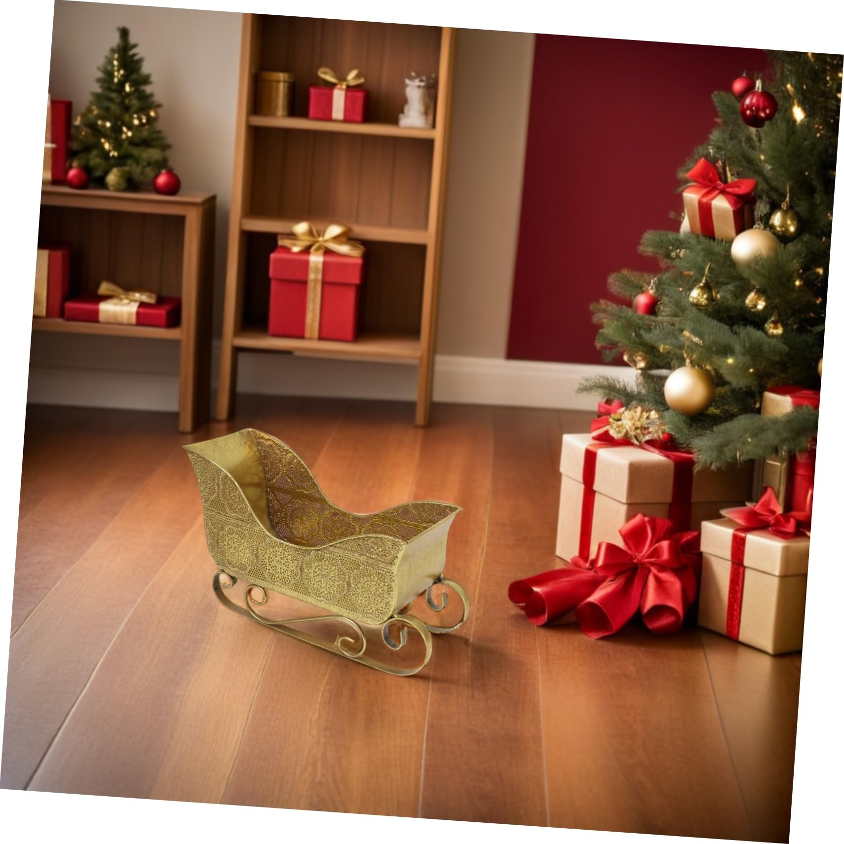 SOLUSTRE Spielzeugschlitten aus Metall Kleiner Schlitten für Weihnachtsdeko Dekoschlitten als Kamindekoration Tischschlitten mit Vintage-design Weihnachtsschlitten-ornament