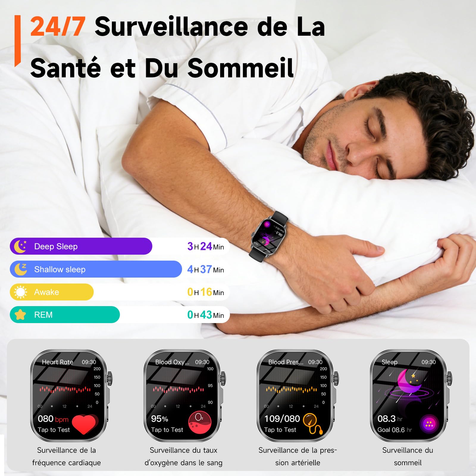 Marsyu Montre Connectée Homme avec ECG/HRV/IMC/Tension Artérielle/Sommeil | 2,0" Smartwatch for men avec Tensiomètre/Fatigue/Émotions, 24H Fréquence Cardiaque/SpO2, Courir, Montre santé, IP68 étanche
