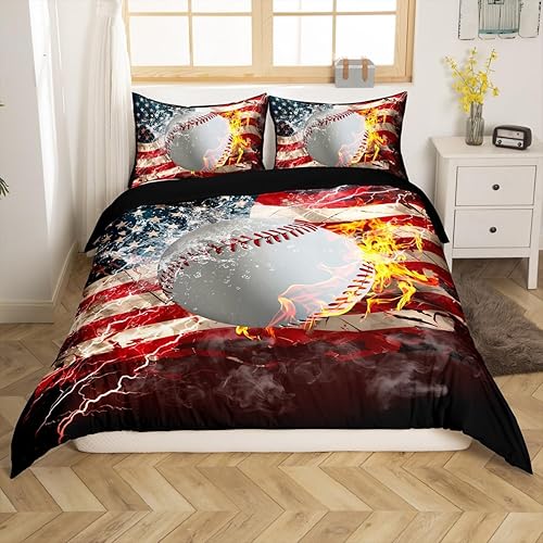 Miniatura 6 de Erosebridal Funda de edredón de bandera estadounidense, funda de edredón de fútbol para niños, juego de ropa de cama individual de fútbol y juegos