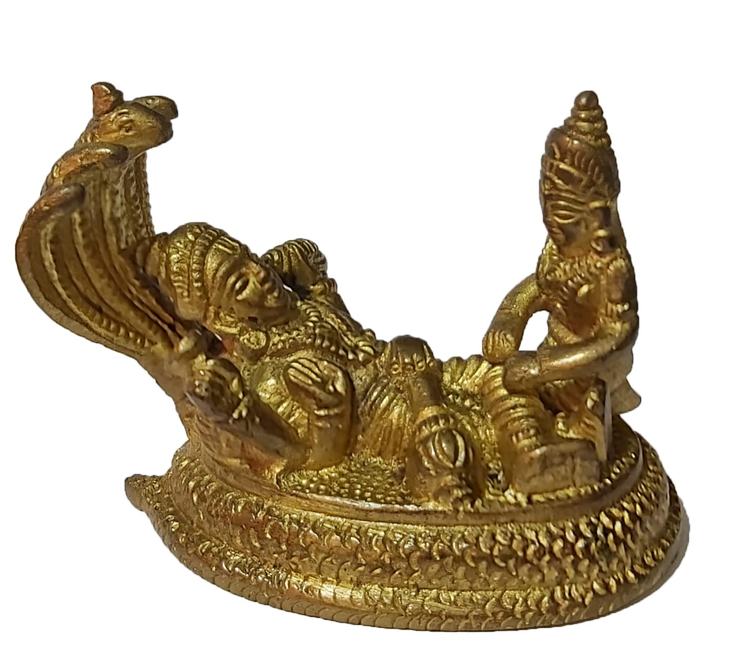 PARIJAT HANDICRAFT Brass Statue of Lord Vishnu Hindu god Idol Sculpture Home Temple décor Gift Pooja Article (Snake)