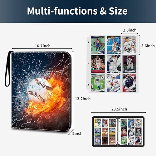 Miniatura 3 de HESPLUS Carpeta de tarjetas con 9 bolsillos, carpeta de tarjetas coleccionables con mangas, carpeta de tarjetas de béisbol, carpeta de tarjetas