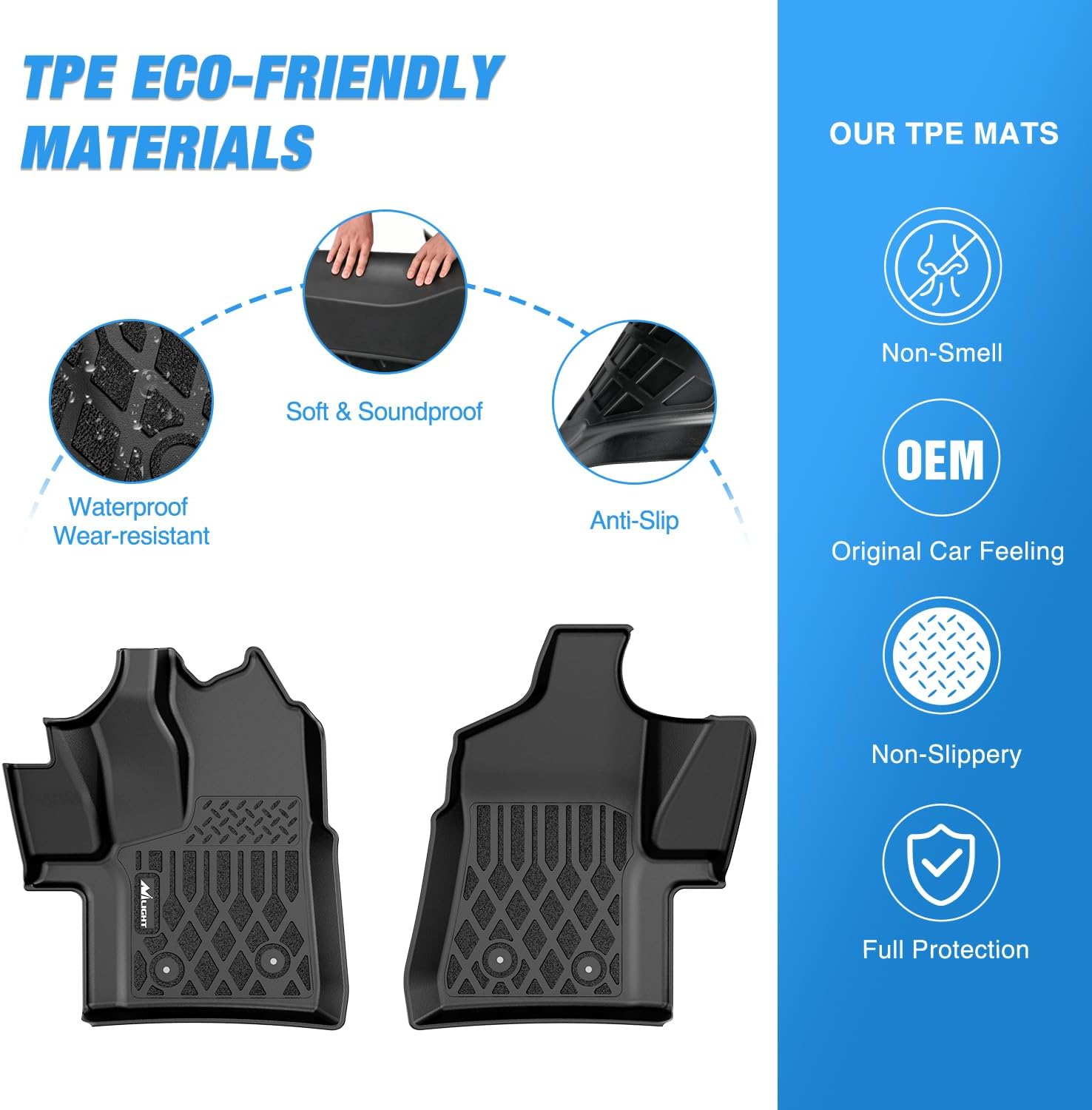 Nilight TPE Floor Mats for Ford Transit 150 250 350 350HD Vinyl Floor 2022 2023 2024 2025 2026 (Not for Connect) All Weather Custom Fit Heavy Duty Floor Liners