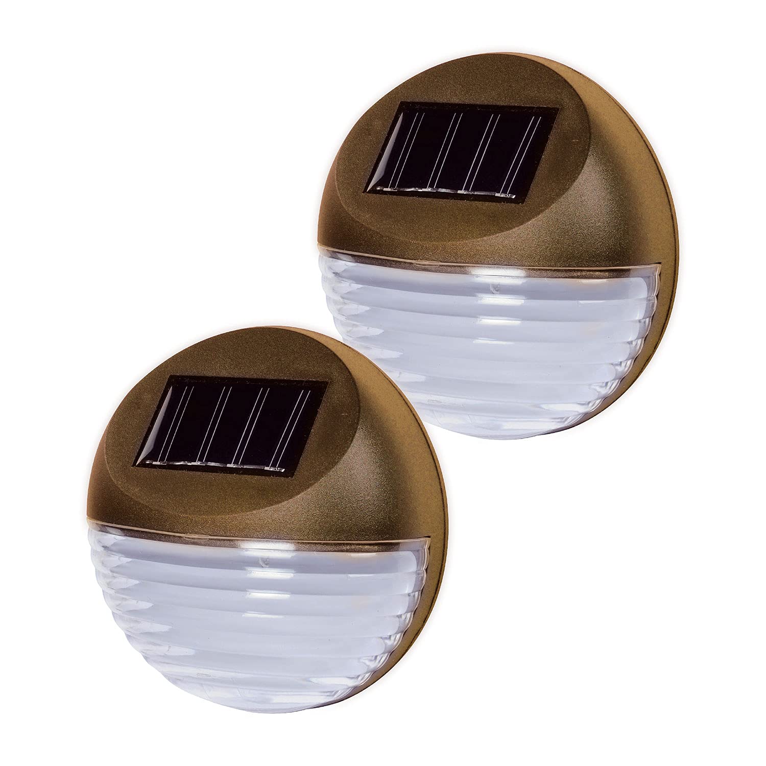 Solalite Pack of 2 Brown Decorative Wireless Garden Solar Lights Weatherproof Outdoor Fence Step Gutter Wall Lamps