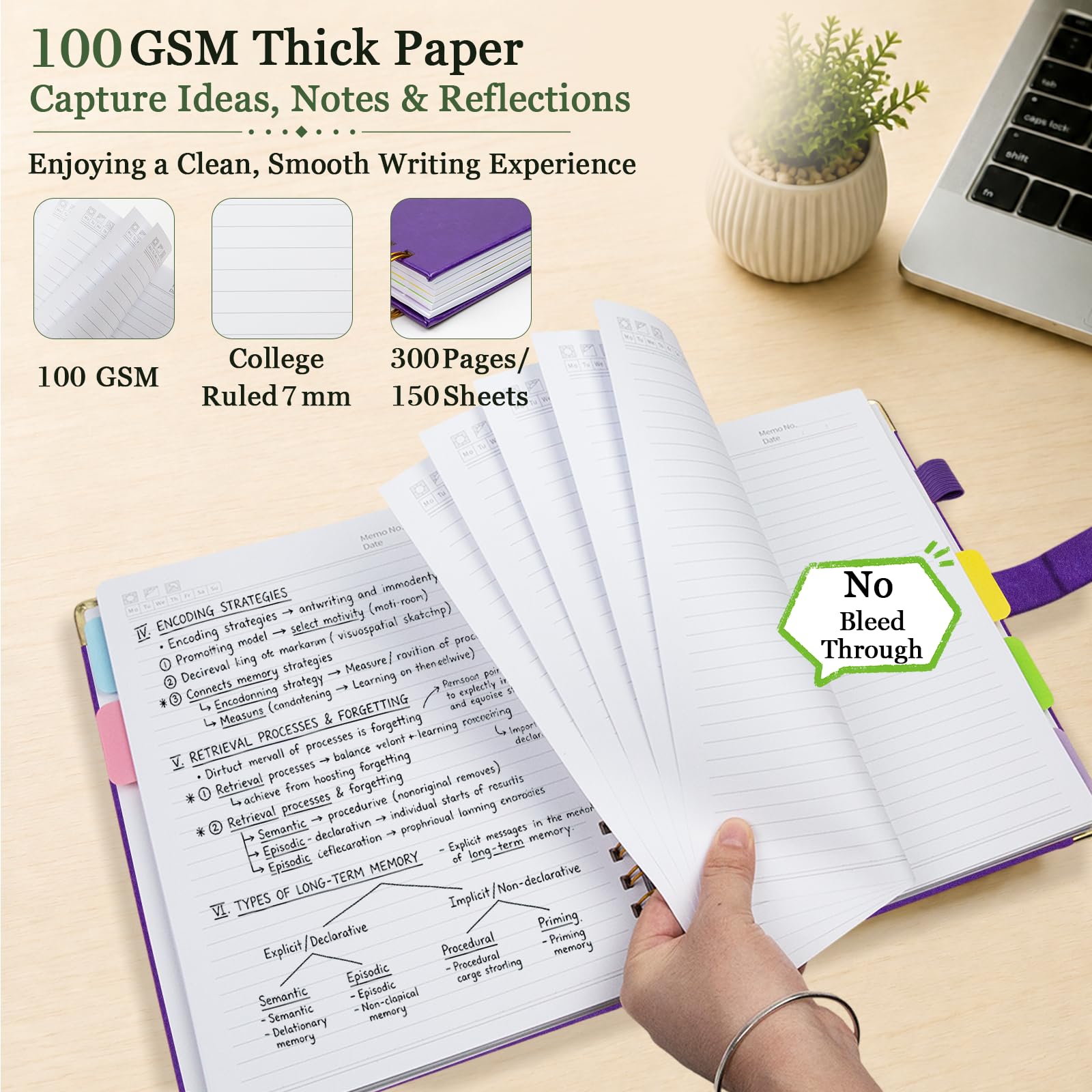 Cuaderno en espiral de 5 asignaturas con separadores de bolsillo, 20,3 x