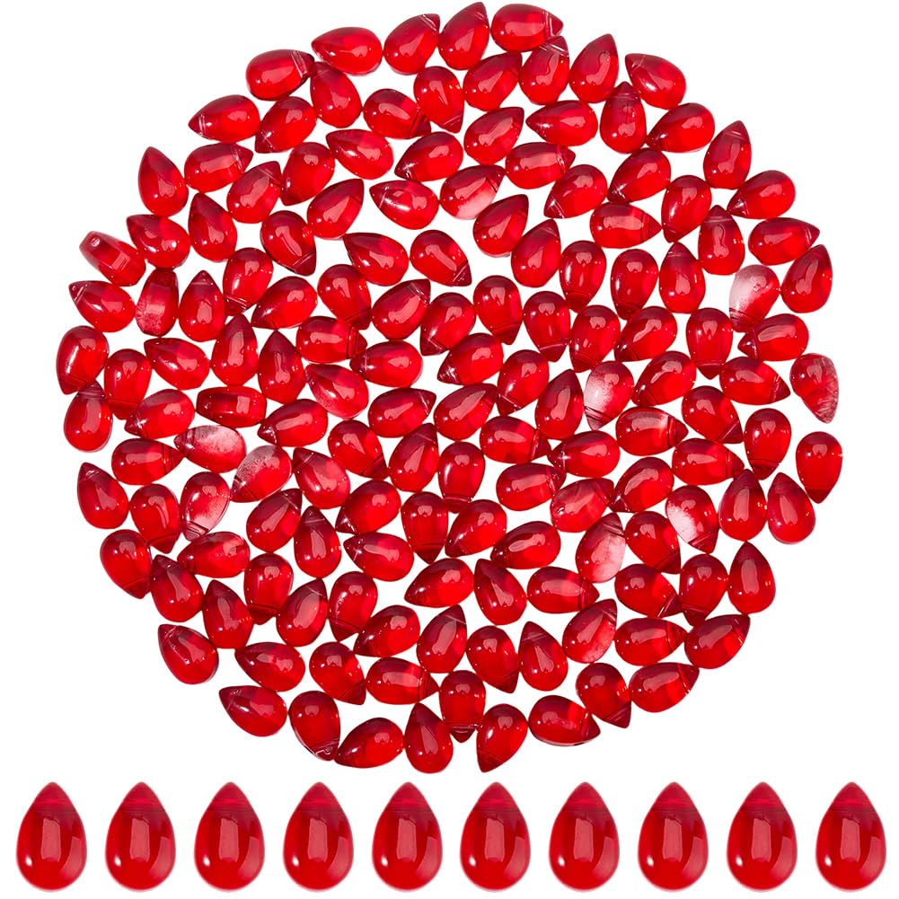 SOFPLATE 1 Box 200Pcs Red Crystal Teardrop Beads Bulk Transparent Glass Beads 9x6mm Water Drop Top Drilled Chandelier Charms Pendant Loose Spacers for Earrings Bracelet Necklace Jewellery Making Craft