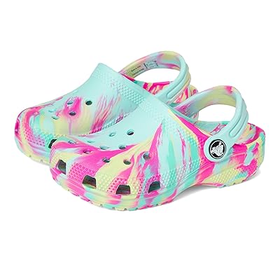 Crocs Kids Classic Marbled Tie Dye Clogs (Toddler) Kids Shoes Aquamarine/Multi