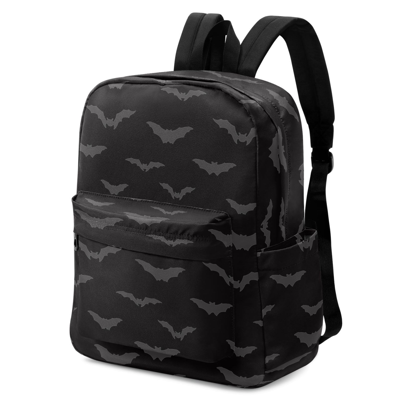 Peystean Halloween Dark Night Bats Large Canvas Backpack Durable Travel Shoulder Daypack for Unisex School Bookbag Beach Work Hiking Fit 16.5 Inch