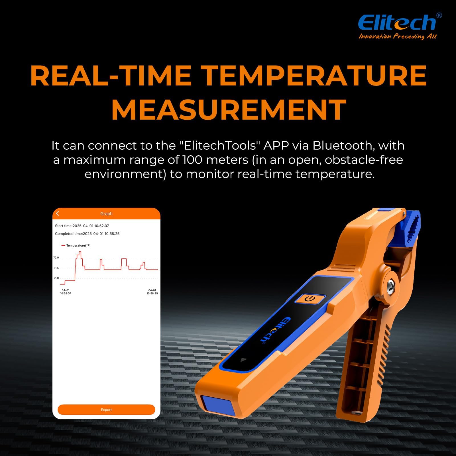 Elitech IPT-01 Drahtlose Temperaturklemme – T-Typ Thermometer mit Bluetooth-App, Datenaufzeichnung & Fernüberwachung – HVAC-Temperaturfühler für digitale Manifold-Messgeräte