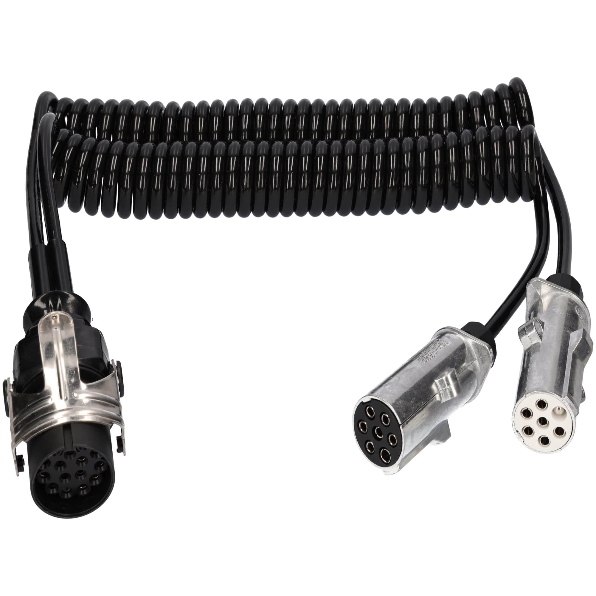SAMETRUCK Elektrowendel Adapter 15pol auf 2X 7pol 24V LKW Auflieger Anhänger Spiralkabel