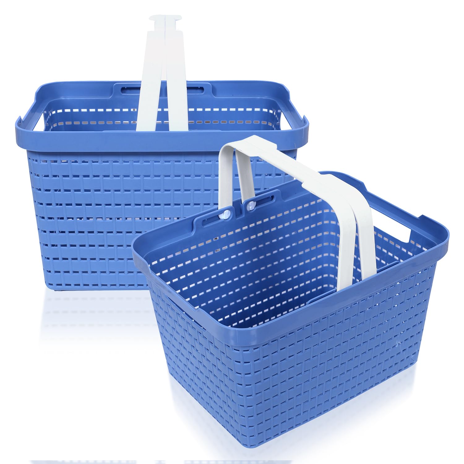 Kuber Industries Basket | Plastic Storage Basket for Fruits | Storage Basket for Picnic | Storage Basket for Kitchen | Stationery Storage Basket | FLORA-333 | Pack of 2 | Blue (B0CG1WH3W5) Amazon Price History, Amazon Price Tracker